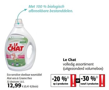 Colruyt Promotie Le Chat Eco Sensitive Vloeibaar Wasmiddel Aloe Vera Groene Thee Le Chat Huishouden Geldig Tot 05 11 19 Promobutler