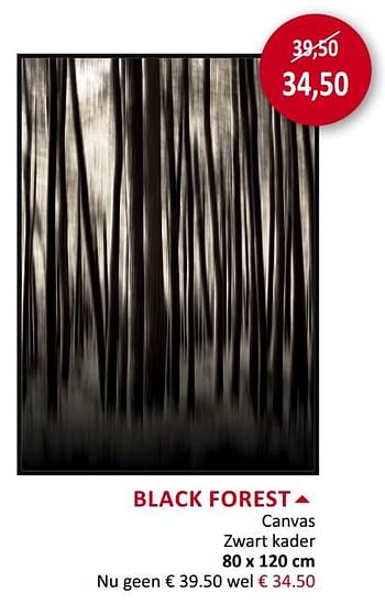 Promotions Black forest canvas zwart kader - Produit maison - Weba - Valide de 23/10/2019 à 21/11/2019 chez Weba
