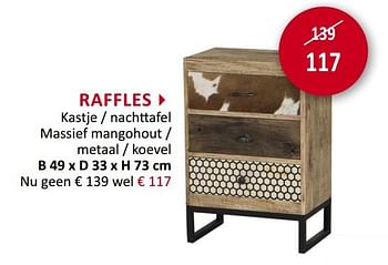Promoties Raffles kastje - nachttafel massief mangohout - metaal - koevel - Huismerk - Weba - Geldig van 23/10/2019 tot 21/11/2019 bij Weba