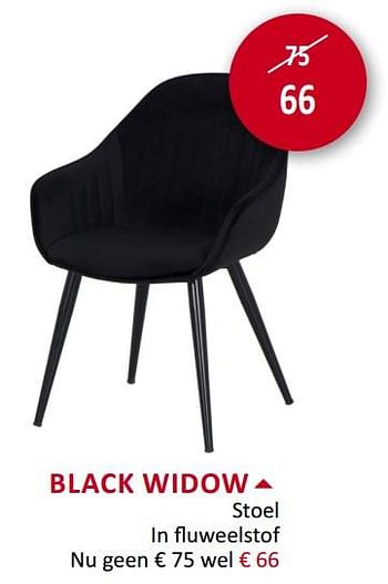 Promoties Black widow stoel in fluweelstof - Huismerk - Weba - Geldig van 23/10/2019 tot 21/11/2019 bij Weba
