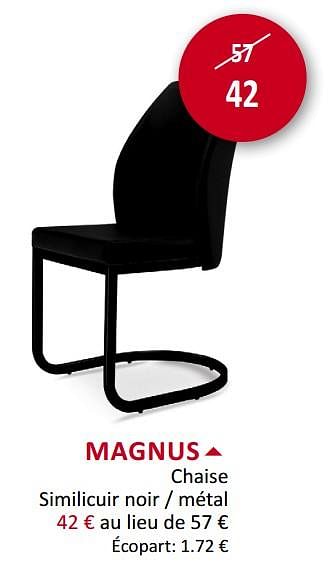 Promotions Magnus chaise similicuir noir - métal - Produit maison - Weba - Valide de 23/10/2019 à 21/11/2019 chez Weba