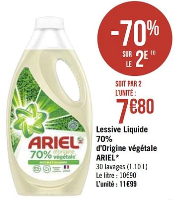 Lessive liquide 70% d'origine végétale 20 doses, Ariel (1.1 L)