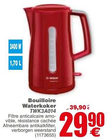 Promoties Bosch bouilloire waterkoker twk3a014 - Bosch - Geldig van 29/10/2019 tot 09/11/2019 bij Cora