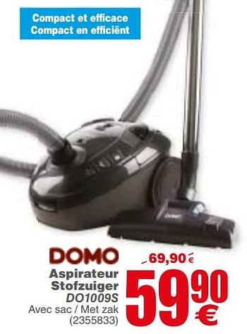 Promoties Domo elektro aspirateur stofzuiger do1009s - Domo elektro - Geldig van 29/10/2019 tot 09/11/2019 bij Cora