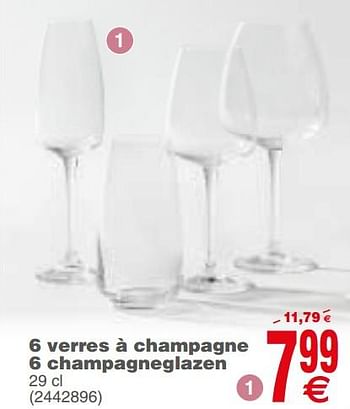 Promotions 6 verres à champagne 6 champagneglazen - Produit maison - Cora - Valide de 29/10/2019 à 09/11/2019 chez Cora
