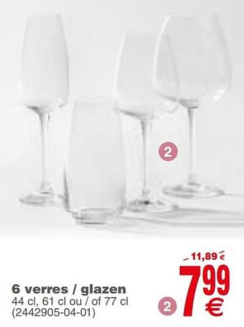 Promoties 6 verres - glazen - Huismerk - Cora - Geldig van 29/10/2019 tot 09/11/2019 bij Cora