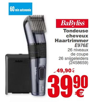 Promoties Babyliss tondeuse cheveux haartrimmer e976e - Babyliss - Geldig van 29/10/2019 tot 09/11/2019 bij Cora