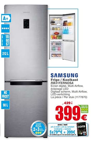 Promoties Samsung frigo - koelkast rb31ferndsa - Samsung - Geldig van 29/10/2019 tot 09/11/2019 bij Cora
