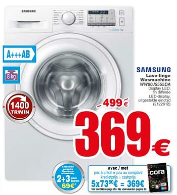 Promoties Samsung lave-linge wasmachine ww80j5555da - Samsung - Geldig van 29/10/2019 tot 09/11/2019 bij Cora