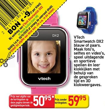 Promoties Vtech smartwatch dx2 blauw of paars - Vtech - Geldig van 28/10/2019 tot 06/12/2019 bij De Rakker