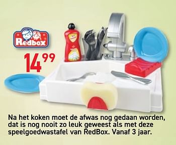 Promoties Na het koken moet de afwas nog gedaan worden, dat is nog nooit zo leuk geweest als met deze speelgoedwastafel van redbox - Redbox - Geldig van 28/10/2019 tot 06/12/2019 bij Multi-Land