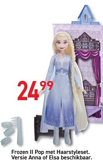 Promoties Frozen ii pop met haarstyleset. versie anna of elsa beschikbaa - Huismerk - Multi-Land - Geldig van 28/10/2019 tot 06/12/2019 bij Multi-Land