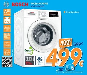 Promotions Bosch wasmachine wat283k3fg - Bosch - Valide de 30/10/2019 à 20/11/2019 chez Krefel