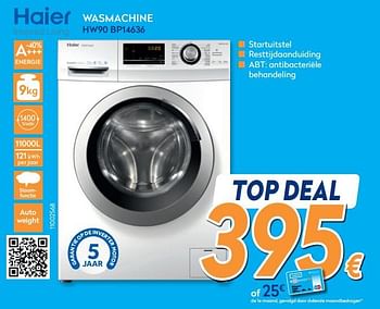 Promoties Haier wasmachine hw90 bp14636 - Haier - Geldig van 30/10/2019 tot 20/11/2019 bij Krefel