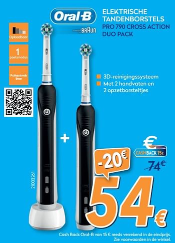 Verder vochtigheid Verlichting Oral-B Oral-b elektrische tandenborstels pro 790 cross action duo pack -  Promotie bij Krefel