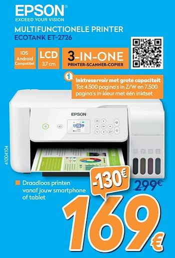 Promotions Epson multifunctionele printer ecotank et-2726 - Epson - Valide de 30/10/2019 à 20/11/2019 chez Krefel