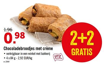 Promoties Chocoladebroodjes met crème - Huismerk - Lidl - Geldig van 04/11/2019 tot 09/11/2019 bij Lidl