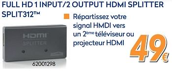 Promotions Marmitek full hd 1 input-2 output hdmi splitter split312 - Marmitek - Valide de 30/10/2019 à 20/11/2019 chez Krefel