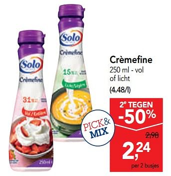 Promoties Crèmefine - Solo - Geldig van 06/11/2019 tot 19/11/2019 bij Makro