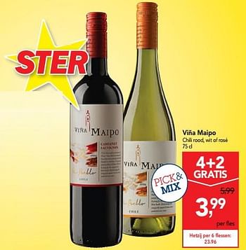 Promoties Viña maipo chili rood, wit of rosé - Rode wijnen - Geldig van 06/11/2019 tot 19/11/2019 bij Makro