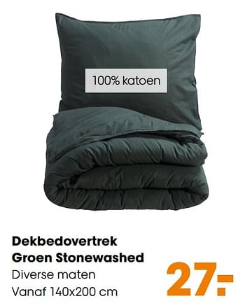 Promotions Dekbedovertrek groen stonewashed - Produit maison - Kwantum - Valide de 11/11/2019 à 24/11/2019 chez Kwantum
