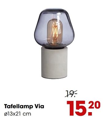Promotions Tafellamp via - Produit maison - Kwantum - Valide de 11/11/2019 à 24/11/2019 chez Kwantum