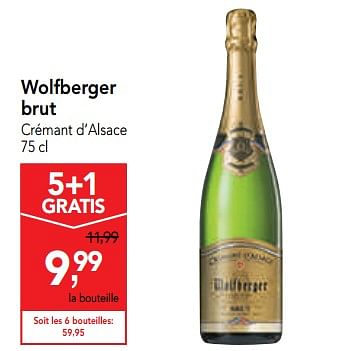 Promoties Wolfberger brut crémant d`alsace - Schuimwijnen - Geldig van 06/11/2019 tot 19/11/2019 bij Makro