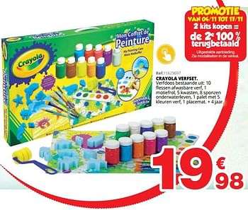 Promoties Crayola verfset - Crayola - Geldig van 01/10/2019 tot 08/12/2019 bij Maxi Toys