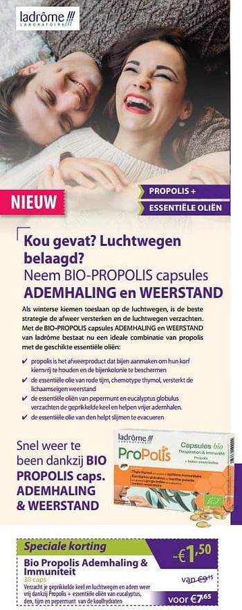 Promoties Bio propolis ademhaling + immuniteit - Ladrome - Geldig van 01/11/2019 tot 02/12/2019 bij Mannavita