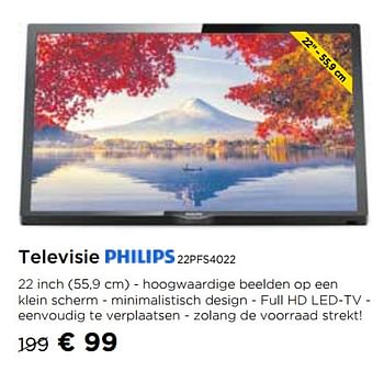 Promoties Televisie philips 22pfs4022 - Philips - Geldig van 01/11/2019 tot 27/11/2019 bij Molecule
