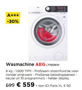 Promoties Wasmachine aeg l7fbe86w - AEG - Geldig van 01/11/2019 tot 27/11/2019 bij Molecule