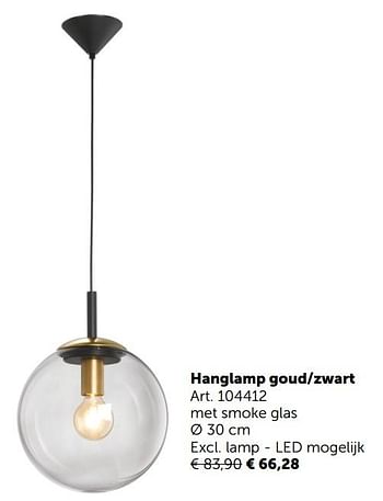 Promoties Hanglamp goud-zwart - Huismerk - Zelfbouwmarkt - Geldig van 05/11/2019 tot 02/12/2019 bij Zelfbouwmarkt