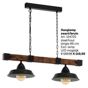 Promoties Hanglamp zwart-bruin - Huismerk - Zelfbouwmarkt - Geldig van 05/11/2019 tot 02/12/2019 bij Zelfbouwmarkt