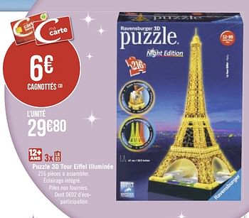 Puzzle 3D Tour Eiffel illuminée - Ravensburger - Ravensburger
