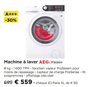 Promotions Machine à laver aeg l7fbe86w - AEG - Valide de 01/11/2019 à 27/11/2019 chez Molecule