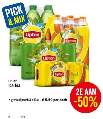 Promoties Ice tea green of peach - Lipton - Geldig van 12/11/2019 tot 16/11/2019 bij Lidl