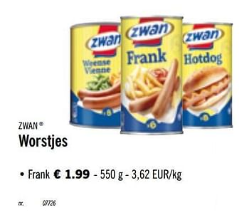 Promoties Worstjes frank - Zwan - Geldig van 12/11/2019 tot 16/11/2019 bij Lidl