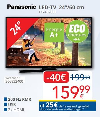 Promoties Panasonic led-tv 24``-60 cm tx24e200e - Panasonic - Geldig van 29/10/2019 tot 28/11/2019 bij Eldi