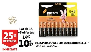 Promotions Piles plus power lr6 ou lr3 duracell - Duracell - Valide de 18/10/2019 à 15/12/2019 chez Auchan Ronq