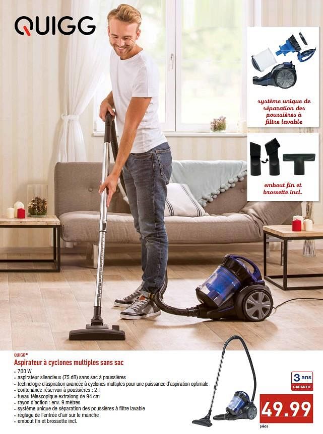 QUIGG Quigg aspirateur cyclones multiples sans sac En