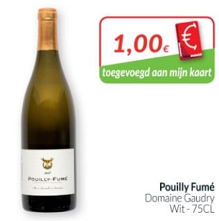 Promoties Pouilly fumé domaine gaudry wit - Witte wijnen - Geldig van 01/11/2019 tot 30/11/2019 bij Intermarche