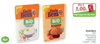 Promoties Uncle ben`s bio riist express basmati of mediterraan ln pouch - Uncle Ben's - Geldig van 01/11/2019 tot 30/11/2019 bij Intermarche