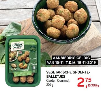 Promoties Vegetarische groenteballetjes garden gourmet - Garden Gourmet - Geldig van 13/11/2019 tot 19/11/2019 bij Alvo