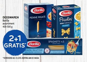Promoties 2+1 gratis deegwaren barilla - Barilla - Geldig van 06/11/2019 tot 19/11/2019 bij Alvo