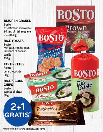 Promoties 2+1 gratis rijst en granen bosto assortiment: microwave - Bosto - Geldig van 06/11/2019 tot 19/11/2019 bij Alvo