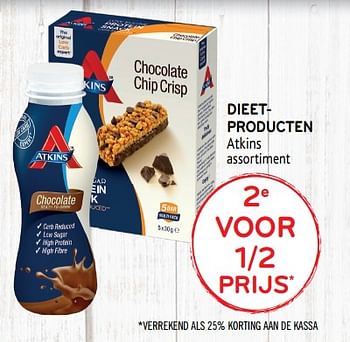 Promoties 2e voor 1-2 prijs dieetproducten atkins - Atkins - Geldig van 06/11/2019 tot 19/11/2019 bij Alvo