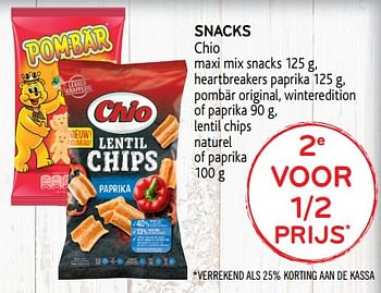 Promoties 2e voor 1-2 prijs snacks chio - Chio - Geldig van 06/11/2019 tot 19/11/2019 bij Alvo