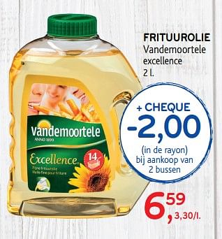 Promotions Frituurolie vandemoortele excellence - Vandemoortele - Valide de 06/11/2019 à 19/11/2019 chez Alvo