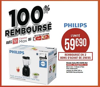 Promoties Philips blender daily hr2105-90 noir - Philips - Geldig van 04/11/2019 tot 18/11/2019 bij Géant Casino