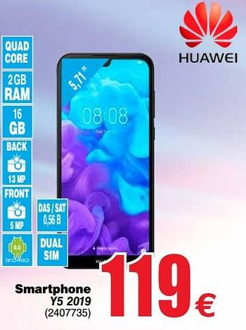 Promoties Huawei smartphone y5 2019 - Huawei - Geldig van 05/11/2019 tot 18/11/2019 bij Cora